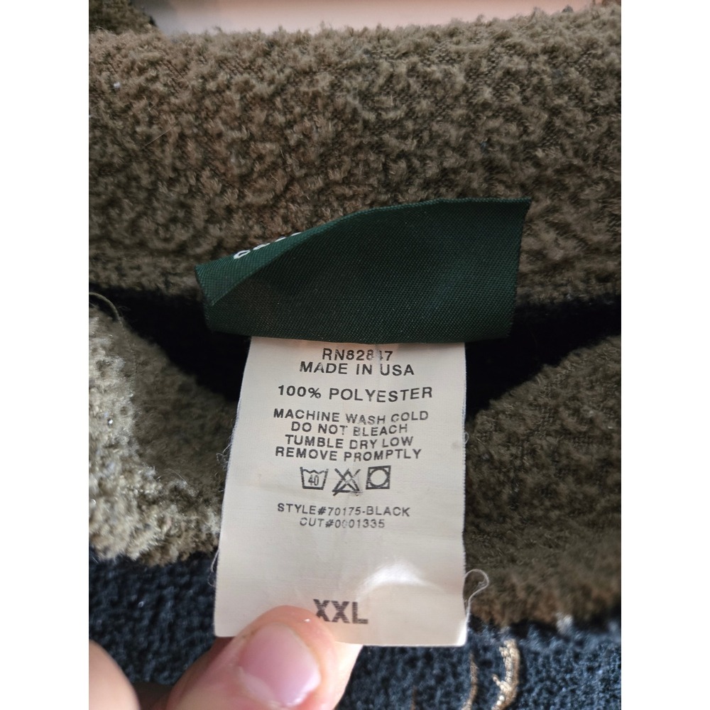 Wild Wings Vintage Fleece Pullover‎ Mens XXL Black Deer Embroidered Sherpa - Picture 3 of 8